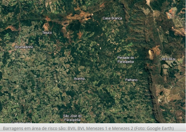 Leia mais sobre o artigo Quatro barragens da Vale em Brumadinho estão em áreas de alto risco